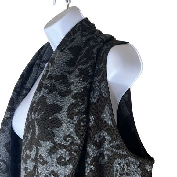 GILI XS Black Wool Jacquard Sweater Vest Cardigan Cascading Front Oversized - Picture 3 of 9